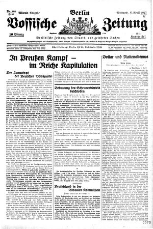 Vossische Zeitung on Apr 6, 1927