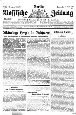 Vossische Zeitung vom 14.04.1927
