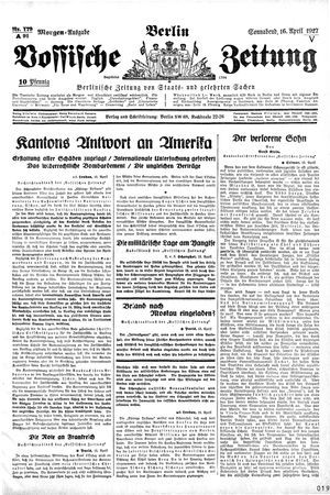 Vossische Zeitung on Apr 16, 1927