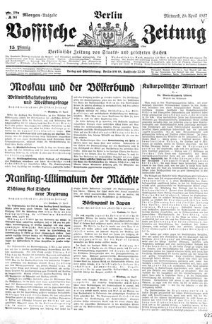 Vossische Zeitung vom 20.04.1927