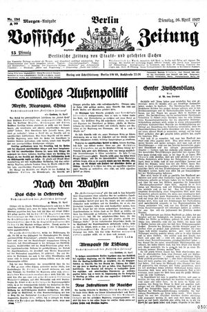 Vossische Zeitung vom 26.04.1927