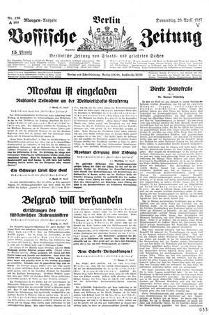Vossische Zeitung on Apr 28, 1927