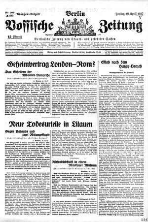 Vossische Zeitung vom 29.04.1927