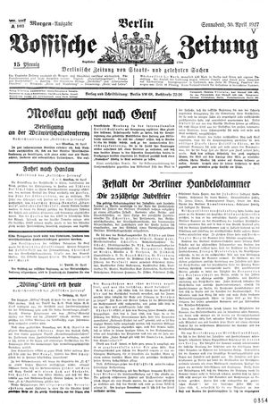Vossische Zeitung vom 30.04.1927