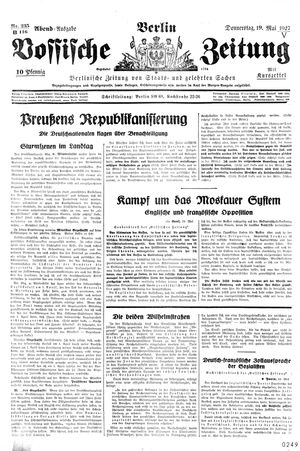 Vossische Zeitung on May 19, 1927
