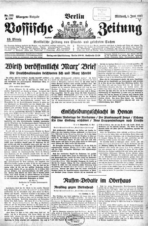 Vossische Zeitung vom 01.06.1927