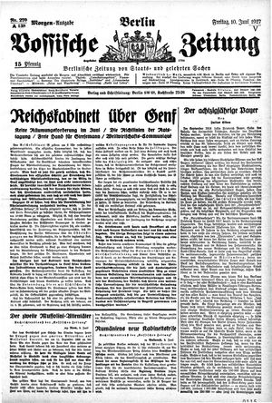Vossische Zeitung on Jun 10, 1927