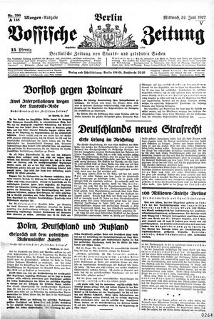 Vossische Zeitung vom 22.06.1927