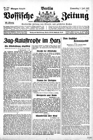Vossische Zeitung on Jul 7, 1927