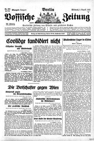 Vossische Zeitung vom 03.08.1927