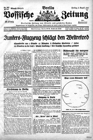 Vossische Zeitung on Aug 5, 1927
