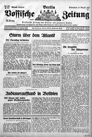 Vossische Zeitung on Aug 13, 1927