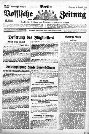 Vossische Zeitung vom 14.08.1927