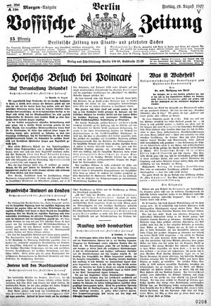 Vossische Zeitung vom 19.08.1927