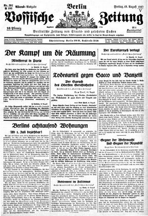 Vossische Zeitung vom 19.08.1927