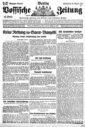 Vossische Zeitung vom 20.08.1927