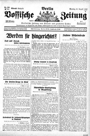 Vossische Zeitung vom 22.08.1927
