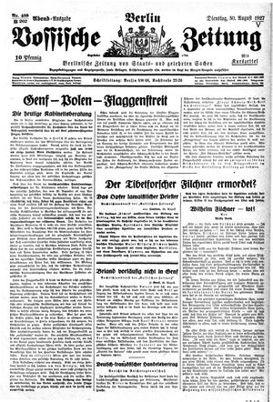 Vossische Zeitung on Aug 30, 1927