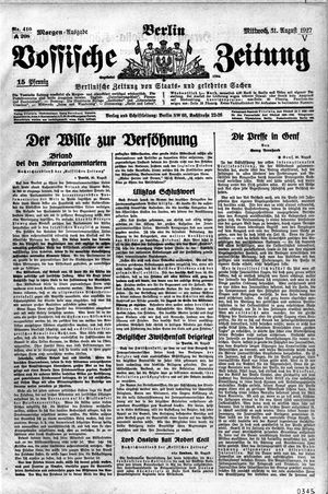 Vossische Zeitung vom 31.08.1927