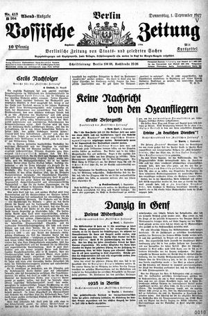 Vossische Zeitung vom 01.09.1927