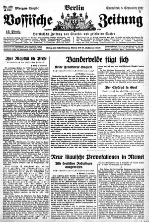 Vossische Zeitung vom 03.09.1927