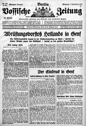 Vossische Zeitung vom 07.09.1927