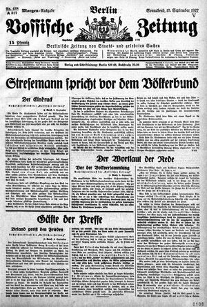 Vossische Zeitung vom 10.09.1927