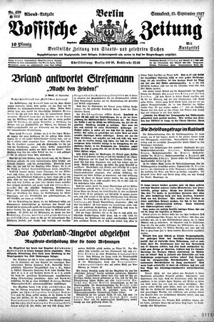 Vossische Zeitung vom 10.09.1927