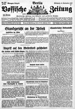 Vossische Zeitung on Sep 14, 1927