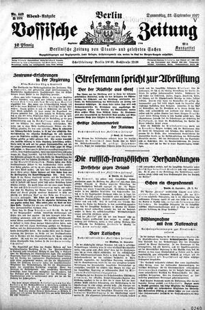Vossische Zeitung vom 22.09.1927