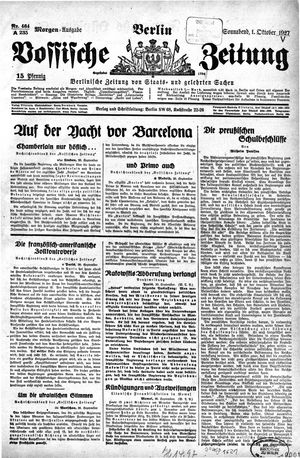Vossische Zeitung vom 01.10.1927