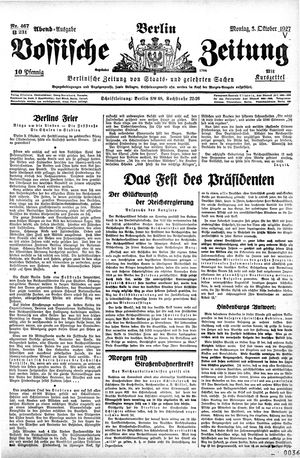 Vossische Zeitung on Oct 3, 1927