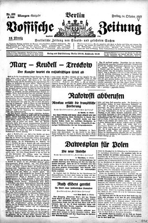 Vossische Zeitung vom 14.10.1927