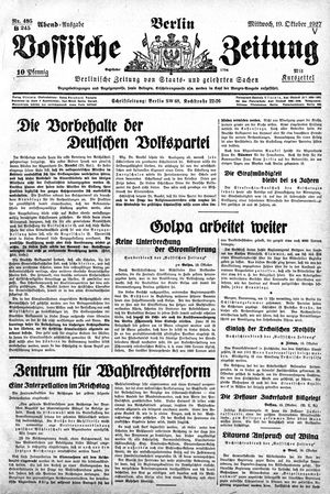 Vossische Zeitung on Oct 19, 1927