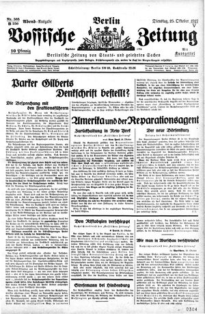 Vossische Zeitung on Oct 25, 1927