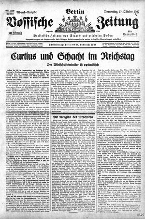 Vossische Zeitung vom 27.10.1927