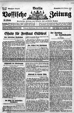 Vossische Zeitung vom 29.10.1927