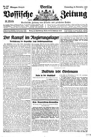 Vossische Zeitung vom 10.11.1927