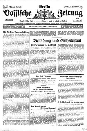 Vossische Zeitung vom 11.11.1927