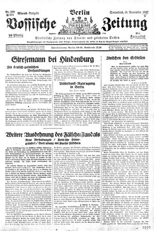 Vossische Zeitung on Nov 19, 1927