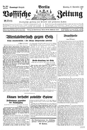 Vossische Zeitung vom 27.11.1927