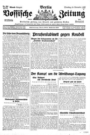 Vossische Zeitung vom 29.11.1927
