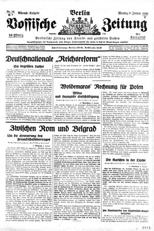Vossische Zeitung on Jan 9, 1928