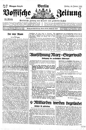 Vossische Zeitung vom 20.01.1928