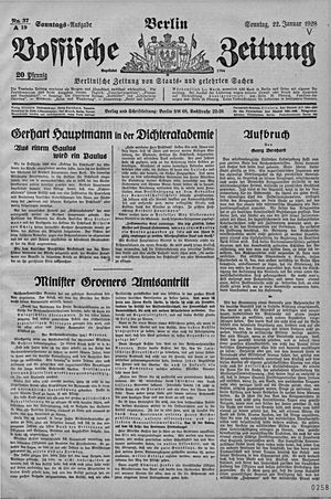 Vossische Zeitung on Jan 22, 1928
