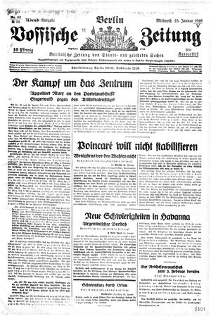 Vossische Zeitung vom 25.01.1928