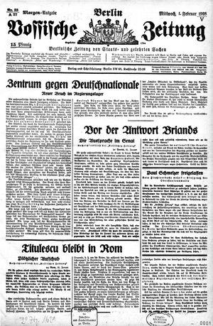 Vossische Zeitung vom 01.02.1928