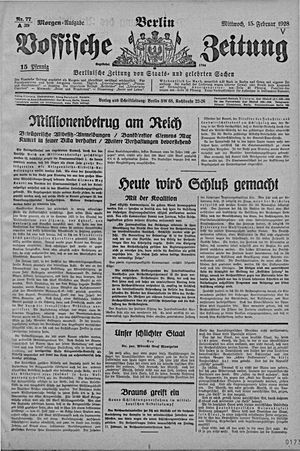 Vossische Zeitung on Feb 15, 1928