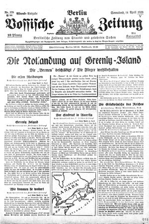 Vossische Zeitung on Apr 14, 1928