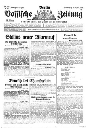 Vossische Zeitung vom 19.04.1928